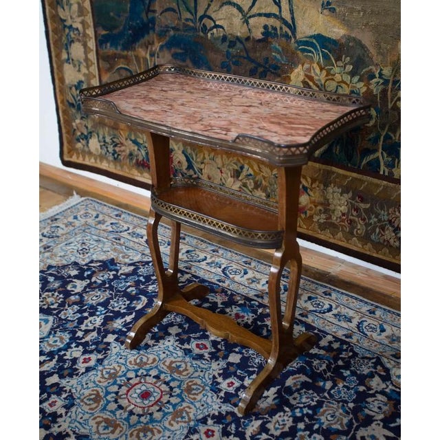 Antique Side Table in Marble and Brass, 1920s For Sale - Image 15 of 16