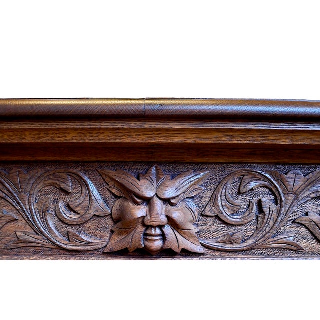 Chestnut Renaissance Revival-Style Oak Library Table With Drawer For Sale - Image 8 of 14