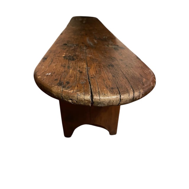 Wood Antique 18th Century Vernacular European Primitive Chestnut Bench For Sale - Image 7 of 11