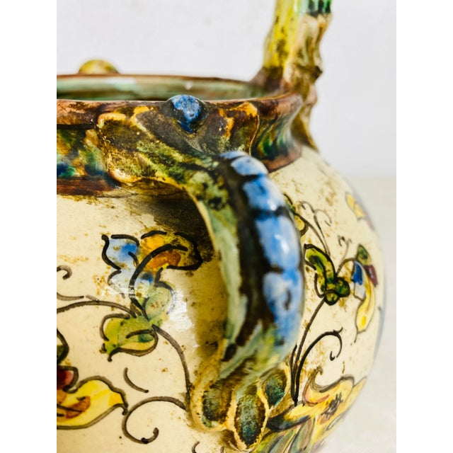 Figurative Antique Renaissance Revival Italian Terra-Cotta Decorated Pitcher For Sale - Image 3 of 13