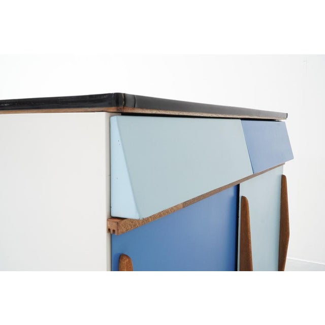 Belgian Blue 2-Tone Kitchen Cabinet by Willy van der Meeren for Tubax, 1950s For Sale - Image 10 of 11