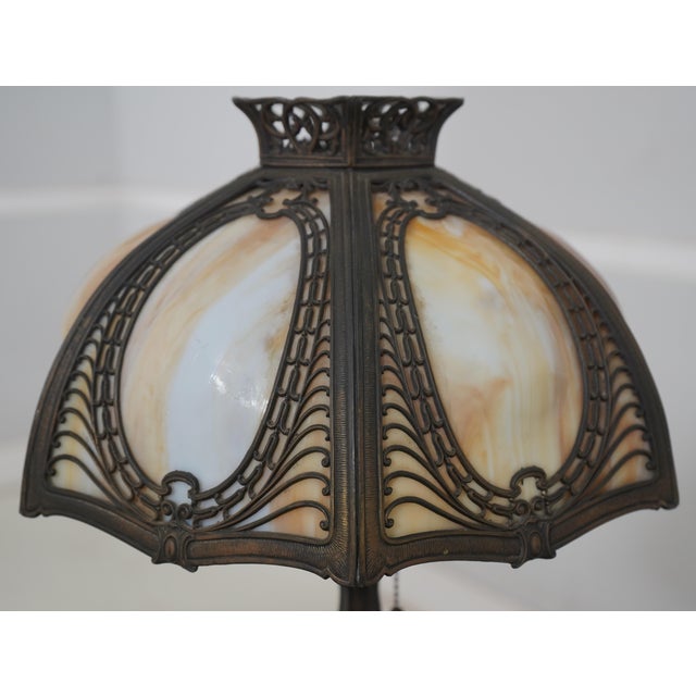Vintage Early 1900’s Slag Glass Table Lamp For Sale - Image 9 of 13