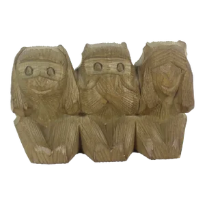 Vintage Carved Wood Three Wise Monkeys, Figurine, See No Evil Speak No Evil Hear No Evil Small Monkey