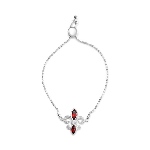 Step into a world of luxurious beauty with our stunning .925 Sterling Silver Marquise Garnet and Diamond Accent Lariat...