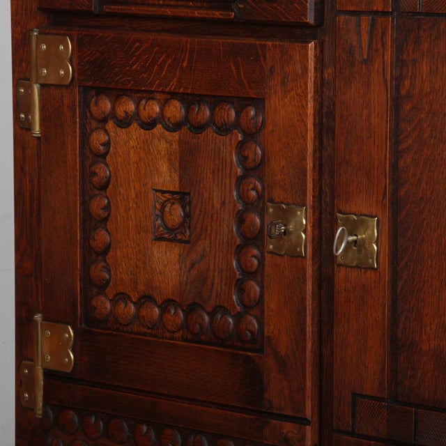 Wood Oak and Brass Sideboard in the style of Charles Dudouyt, 1940 For Sale - Image 7 of 12