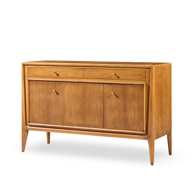Mid-Century Modern Mount Airy Facade Mid Century Walnut and Brass Credenza For Sale - Image 3 of 10