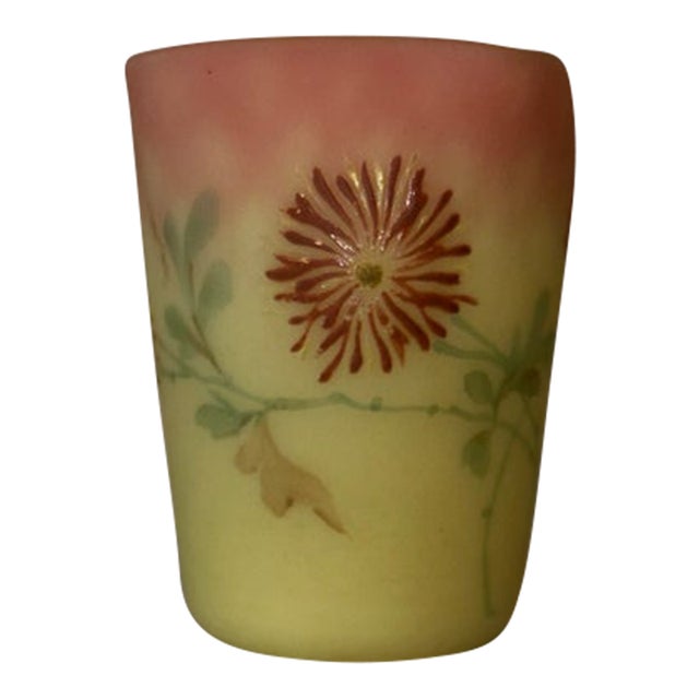 19th Century Mt. Washington Diamond Quilted Burmese Glass Toothpick Holder For Sale