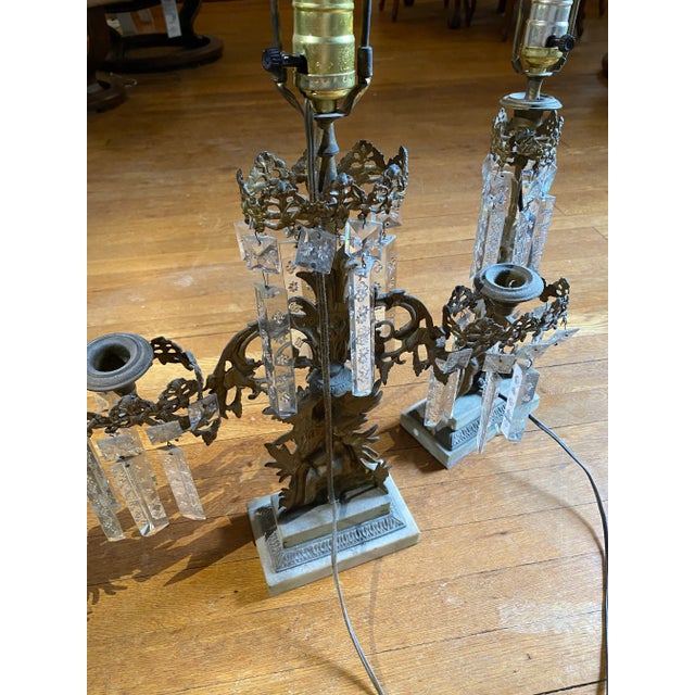 Early 20th Century Early 20th Century Three Bronze Marble Base Lamps For Sale - Image 5 of 6