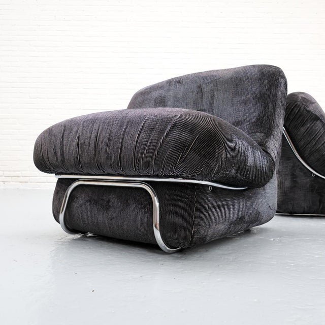 Italian Chenille Lounge Chair, 1970s For Sale - Image 9 of 17