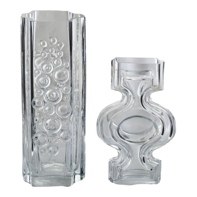20th C. Finnish Mid Century Modern Art Glass Vases- Two Pieces For Sale