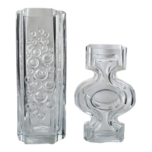 20th C. Finnish Mid Century Modern Art Glass Vases- Two Pieces