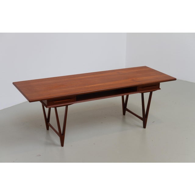 Danish Modern Teak Coffee Table with Drawers and V-Legs by E. W. Bach, 1960s For Sale - Image 17 of 18
