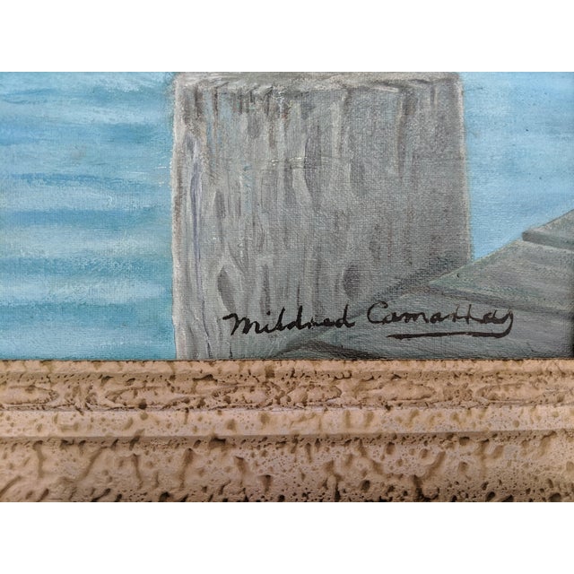 Original Coastal Seascape Harbor and Wharf Painting Signed For Sale - Image 9 of 9