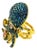 Bochic "Orient" Vintage Natural Blue Topaz & Tourmaline Ring Set 18K & Silver For Sale