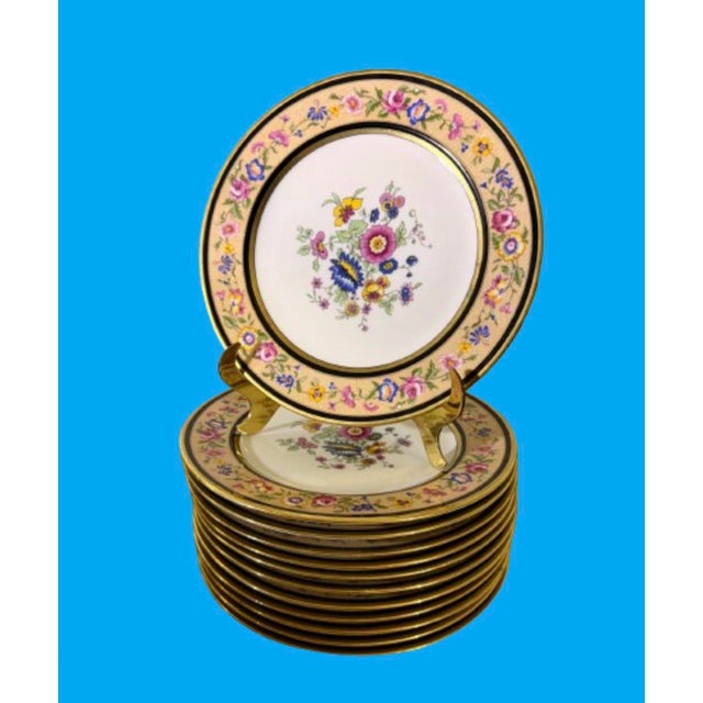 1920s 1920s Antique French Porcelain Plates With Floral Polychrome Design - Set of 12 For Sale - Image 5 of 10