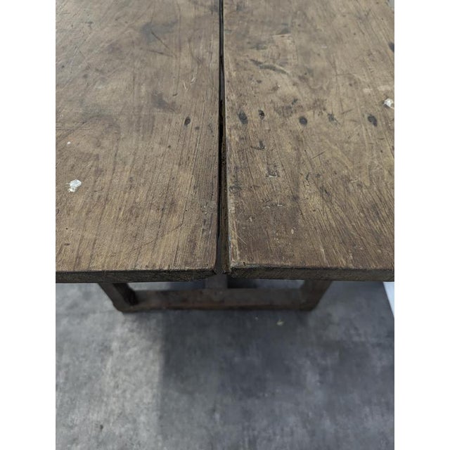 Wood Rustic Farmhouse Table in Oak For Sale - Image 7 of 9
