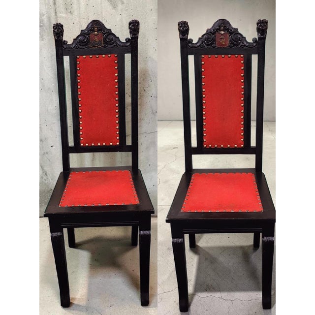 Set of Four 19th Century/Early 20th Century Spanish Jacobean-Style Gothic Revival Chairs For Sale - Image 4 of 12