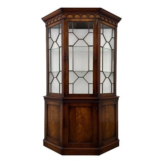 Antique English Mahogany Glazed Display Cabinet, 1900s For Sale