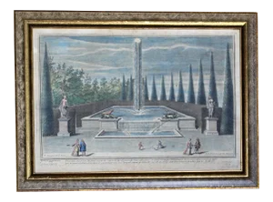 18th Century Print, Bronzes Adorning the Fountain of Daybreak by Jacques Houseau