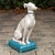 Vintage Italian Midcentury Porcelain Greyhound Dog Sitting on Blue Cushion For Sale In Atlanta - Image 6 of 11