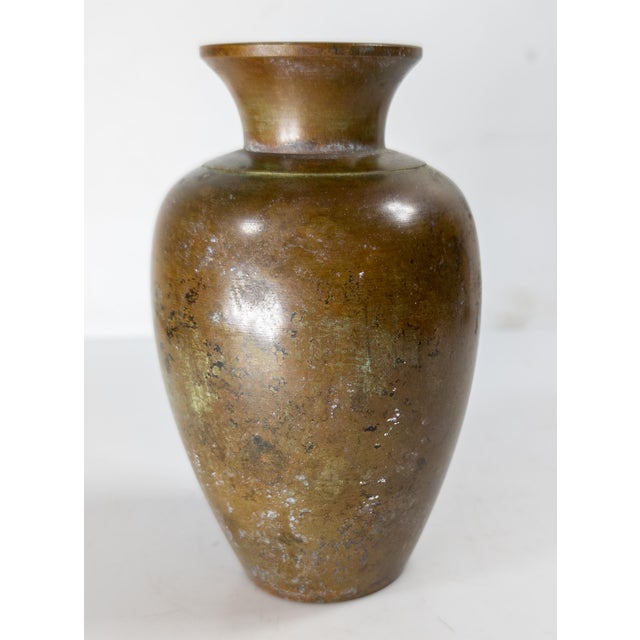 Mid-Century Japanese Asian Modern Bronze Vase With Patina For Sale - Image 4 of 8