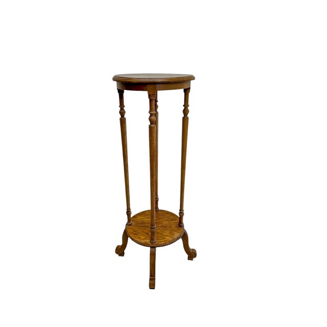 Antique Oak Pedestal Plant Stand, 1890s For Sale - Image 12 of 13