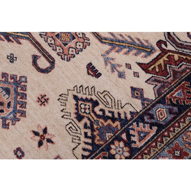 Textile 1990s Bohemian Super Kazak Beige & Red Wool Rug - 12'0'' X 16'0'' For Sale - Image 7 of 8