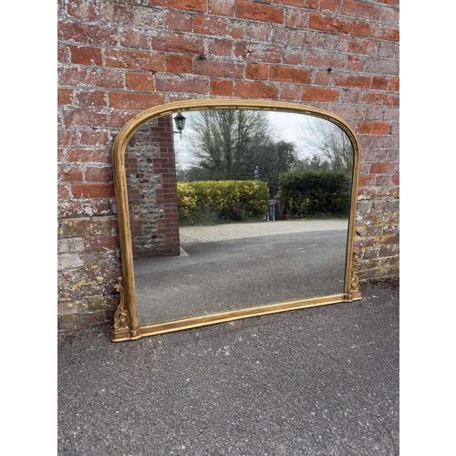 Large Antique English Gilt Overmantle Mirror, 1800s For Sale - Image 5 of 6