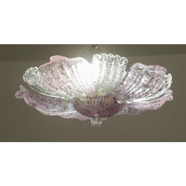 Pink Vintage Murano Glass Ceiling Lamp Pink For Sale - Image 8 of 11