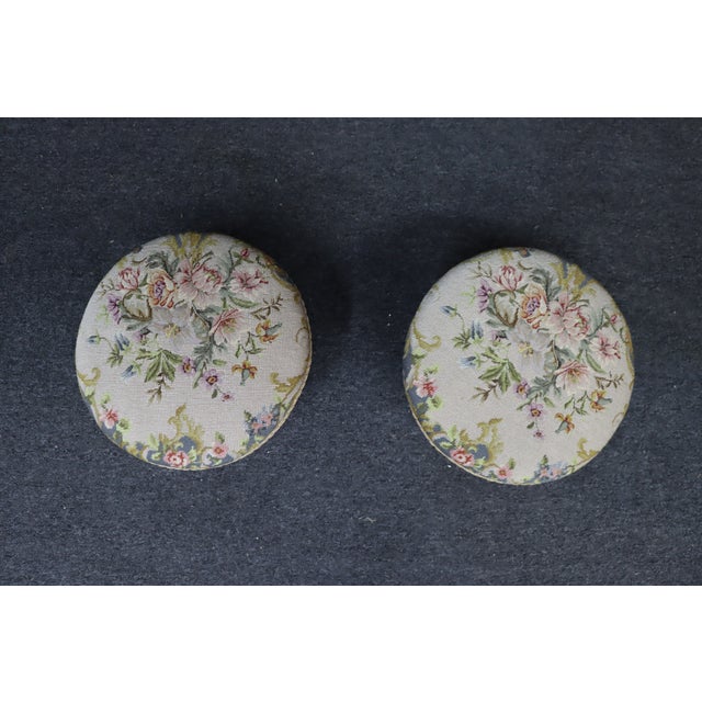 Pair of Victorian Needlepoint Upholstered Mahogany Footstools, Late 19th Century For Sale - Image 9 of 11