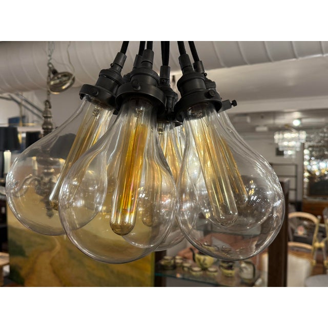 Glass Restoration Hardware Filament Chandelier For Sale - Image 7 of 12