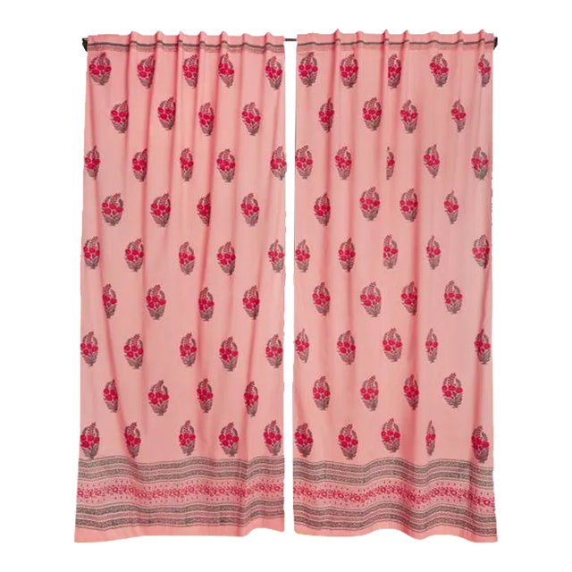 Roza 45" X 96" Coral Pink Curtain For Sale