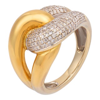 Vintage Diamond 18k Two Tone Gold Ring, Size 7 For Sale