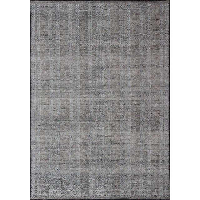 Large Modern Indian Rug in Taupe and Gray With Geometric Design For Sale - Image 9 of 9