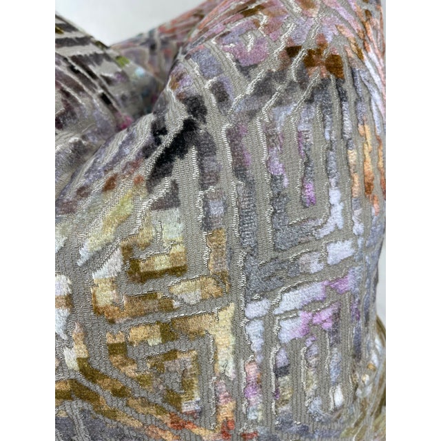 Transitional S. Harris "Bukhara Velvet" in Tropic 22" Pillows-A Pair For Sale - Image 3 of 6