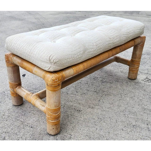 Boho Chic Drexel Heritage Bamboo Bench For Sale - Image 3 of 12