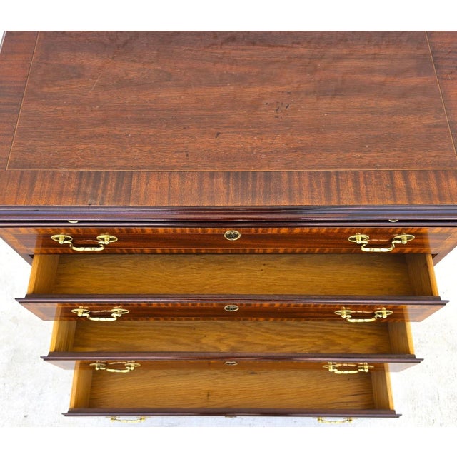 Councill Furniture Councill Craftsmen Banded Mahogany Chippendale Bachelor Chest W Pullout Surface For Sale - Image 4 of 13