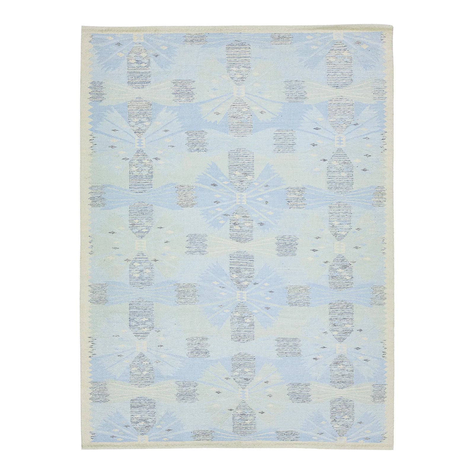 Modern Designed Swedish Style Wool & Silk Rug Handmade in Light Blue ...