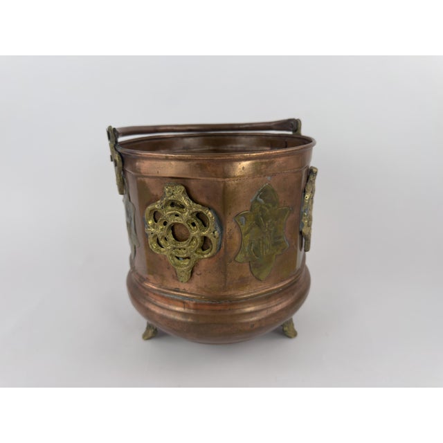 Antique French-Style Copper and Brass Jardiniere Planter With Gothic Mounts, C. 1900 For Sale - Image 9 of 18