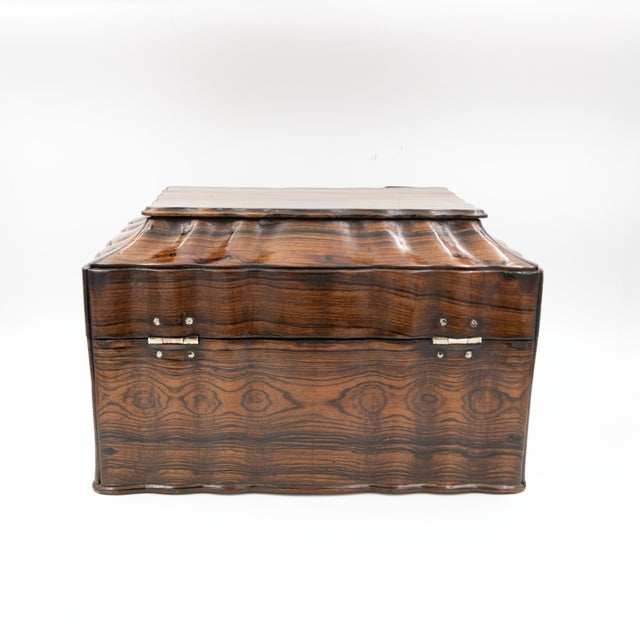 Mid 19th Century Serpentine Colonial Coromandel Box With Tea Canisters, Anglo-Indian Circa 1850 For Sale - Image 5 of 11