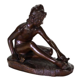 Antique French Barbedenne Fondeur Bronze Figure “Neopolitan Fisherboy” C1890 For Sale