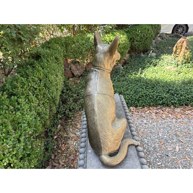 1960s Hollywood Regency Brass German Shepherd For Sale - Image 9 of 13