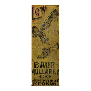 Antique Baur-Mullarky Shoes Painted Ithaca Sign For Sale