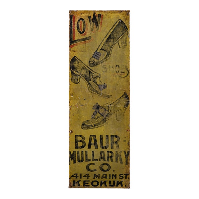 Antique Baur-Mullarky Shoes Painted Ithaca Sign For Sale