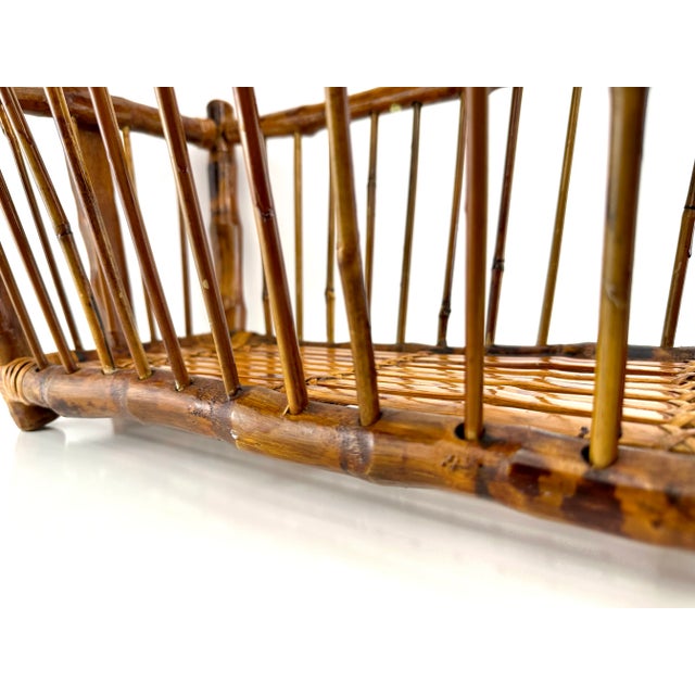 1960s Mid Century Italian Burnt Tortoise Bamboo Magazine Rack For Sale - Image 9 of 12
