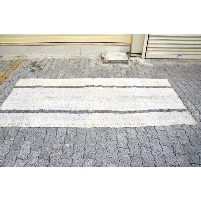 Vintage Handmade Turkish Stripe Kilim Rug For Sale - Image 9 of 11