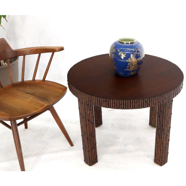 Mid-Century Modern Faux Bamboo Round Side Occasional Table For Sale - Image 11 of 13
