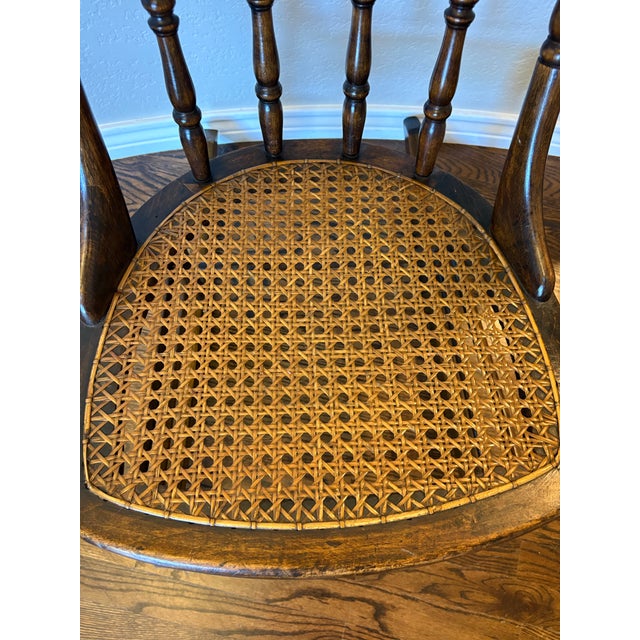 Late 19th Century Antique Victorian Spindle Back Rocking Chair With Woven Cane Seat, Circa 1880–1900 For Sale - Image 5 of 12