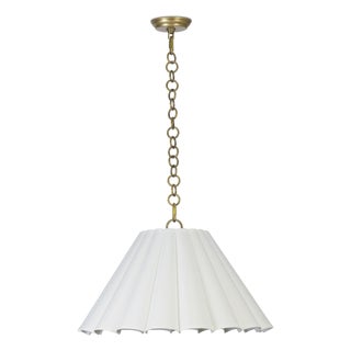 Allison Scalloped Shade Pendant Large, Natural Brass For Sale