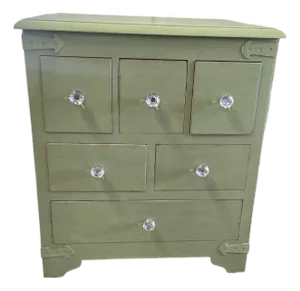 Vintage Sage Green Apothecary Drawers Side Table